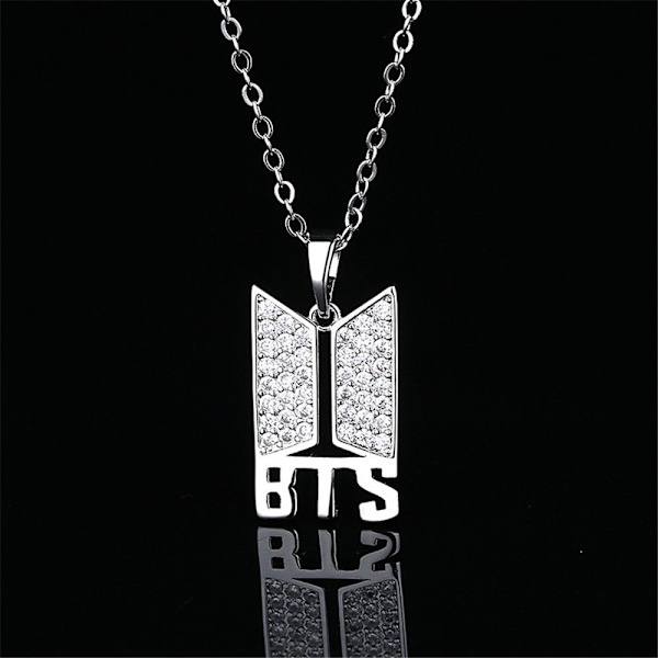 Hallyu Kpop 18k guldpläterat BTS-hänge med halsband - hög kvalitet silver