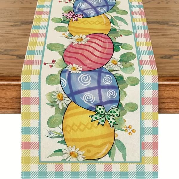 Påskduk Linnetryck – Vårkanin Bordsduk Fest Middagsdekor*Stil 11*33*183cm Style 11 33*183cm