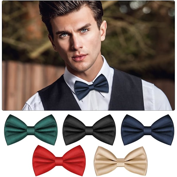 Sløyfe for menn, klassisk ensfarget sløyfe for menn, sateng smoking sløyfe, justerbar formell sløyfe for fest, bryllup[qb] Dark blue