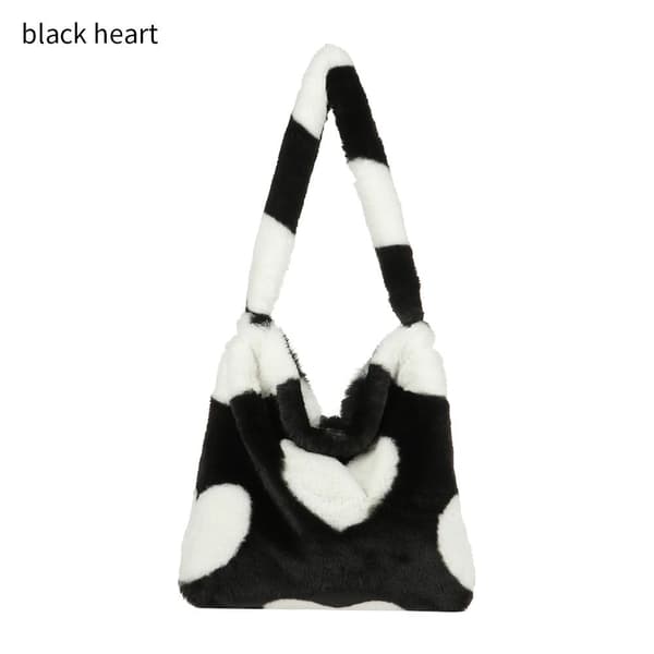 Fluffy skulderveske Shopping bag[qb] black heart