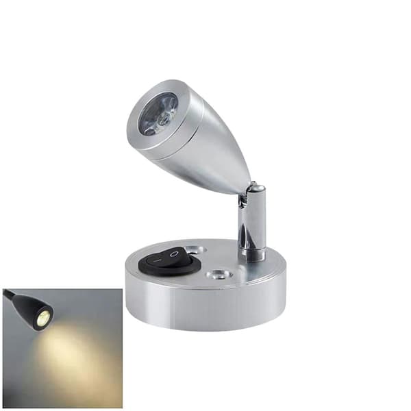 LED-läslampa för husbil, 2 W, med USB-port 5 V 2 A, strömbrytare, spotlight Black B 3200W