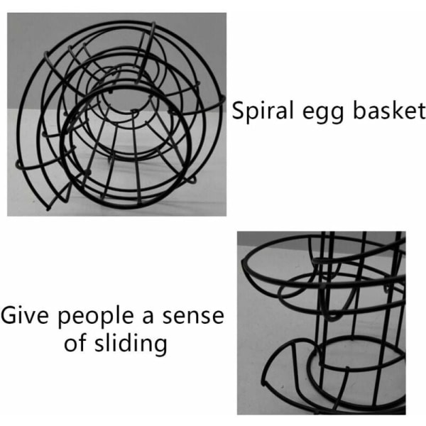 Spiralformad äggförvaring, spiralformad äggförvaring i metall, äggställ i järn, köksdisplayställ, för 24 ägg (svart)