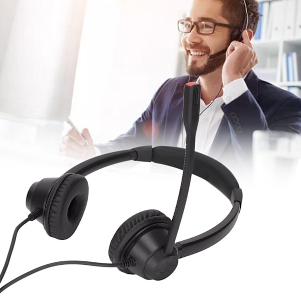 RJ9 brusreducerande mute sladdad affärsheadset med mikrofonvolymjustering för VOIP-telefon