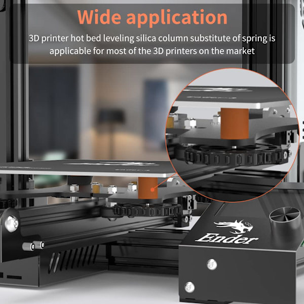 Silikone Nivelleringskolonne Silikone Massiv Seng Beslag Originale Stabile Varmeseng Varmebestandig Silikonebuffer, 3D Printer Varmeseng Dele (4stk)