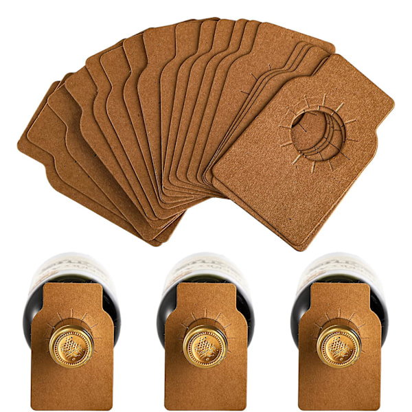500 stk. Kraft Vinmerkelapper, Papir Vinmerkelapper for Vinkjeller, Vinmerkelapper for Flaskehals, Gjenbrukbare Flaskehals Gavemerkelapper for Champagne Brown