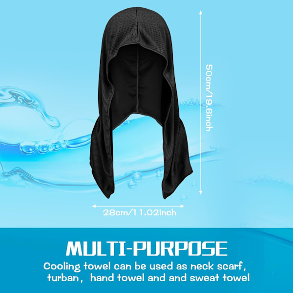 Miesten huppuinen viilennyspyyhe, kaulan ja kasvojen viilennyspyyhe, viilentävä bandana urheiluun, liikuntaan, retkeilyyn musta ja harmaa Black and Gray 4 pcs
