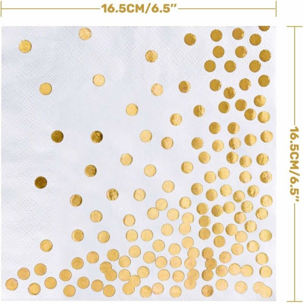 60 st guldpappersservetter, 2 lager, cocktailservetter 33 33 cm G