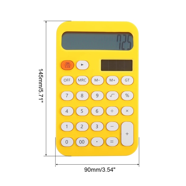 Skrivebordsregnemaskin, 12-sifret stor LCD-skjerm Standardfunksjon Skrivebordsregnemaskin Bærbar søt regnemaskin for hjemmekontor, gul Yellow