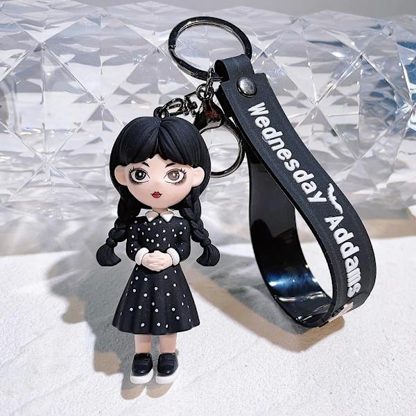 Wednesday Adams Nyckelring Docka Skräck Husdjur Handdocka Nyckelring Tillbehör Väske Hänge Pojke Flicka Present - på lager 4