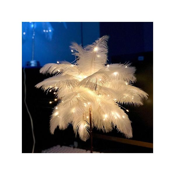 Kreativ fjäder bordslampa varmt vitt ljus träd fjäder lampa lock flicka LED bröllop dekoration lampa födelsedagspresent