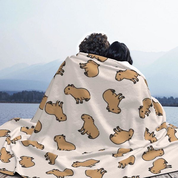 Capybara tæpper fleece alle årstider vilde dyr fra Sydamerika bærbare tynde tæpper til sofa bil sengetøj 100x125cm 40x50in