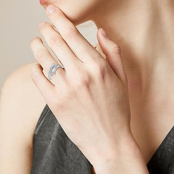 Krama ring, S925 Sterling Silver Justerbar Kom till min arm Inspirerande uppmuntringsringar Hand Open Thumb Ring''Ge mig en kram'' Embrace Ring