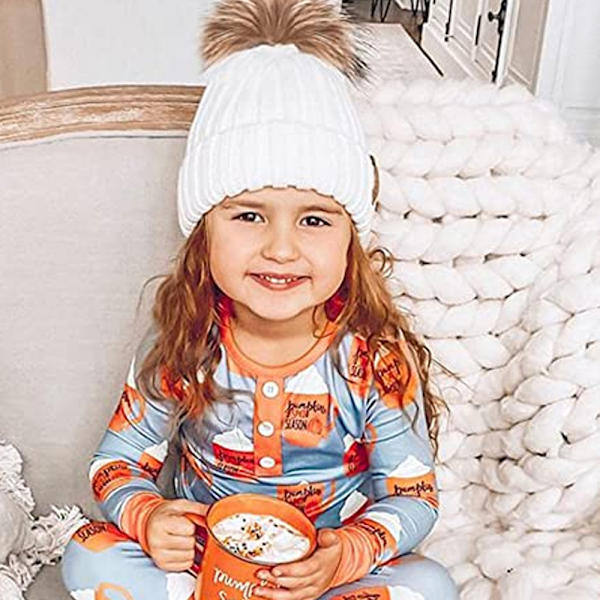 Dobbel ball strikket lue for baby, varm lue for barn i høst og vinter