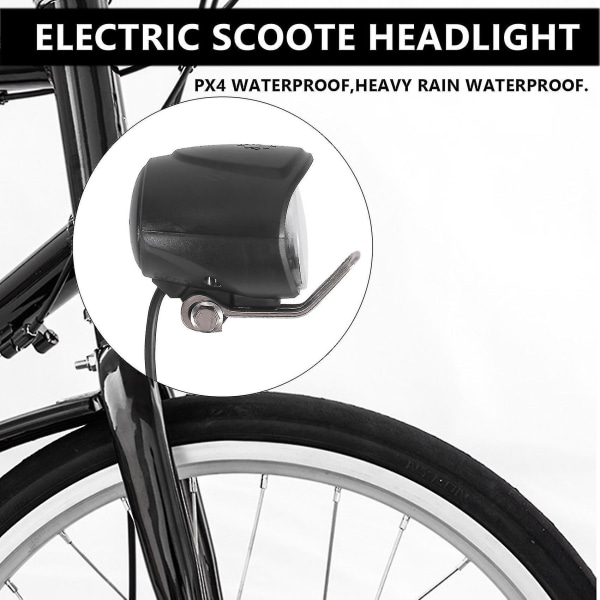 Ebike frontlykt Innebygd høyttalerinngang 12v 36v 48v 60v 80v LED-lys E-sykkellys og elektrisk scoo-YUHAO black