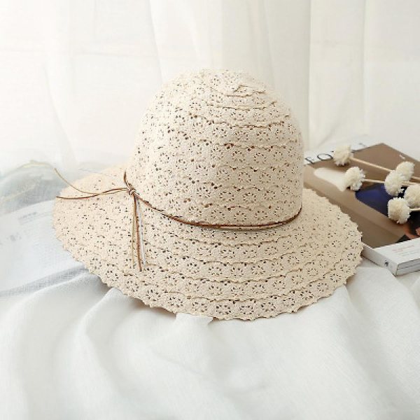 Hattar, sommarhattar dam spets rosett utskuren solhatt justerbar elegant brätte mjuk hatt solskydd blommig hinkhatt mors dag present (svart)