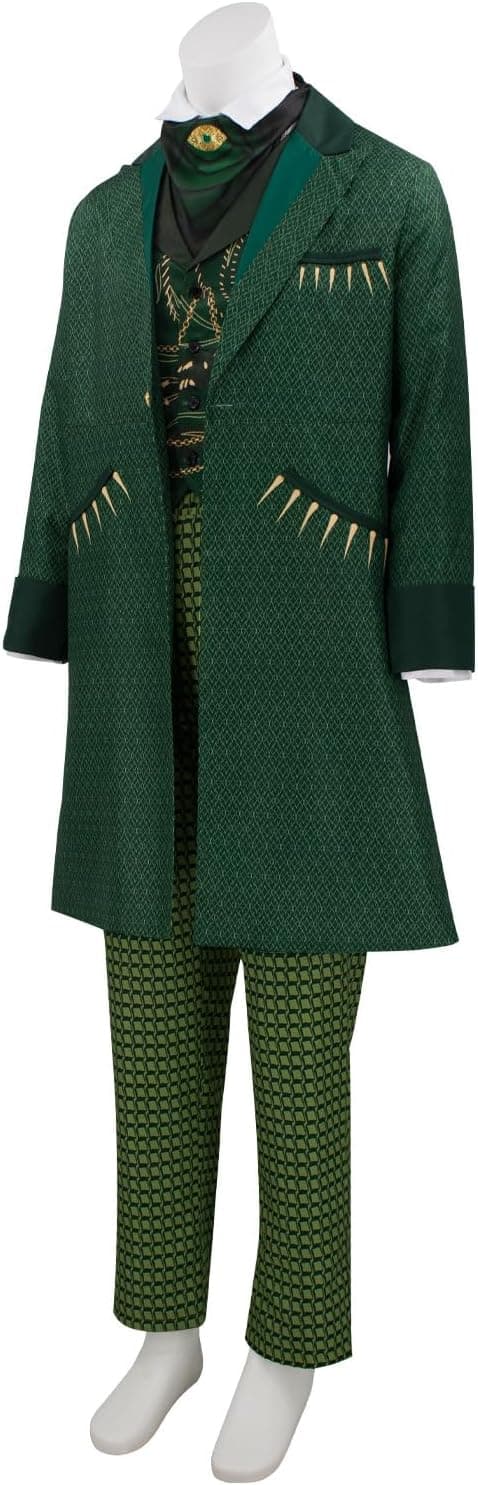 Wizard-kostym för män Wick Witch Cosplay Gotisk Medeltida Oz Jacka Grön Kappa Halloween Warlock Uniform M