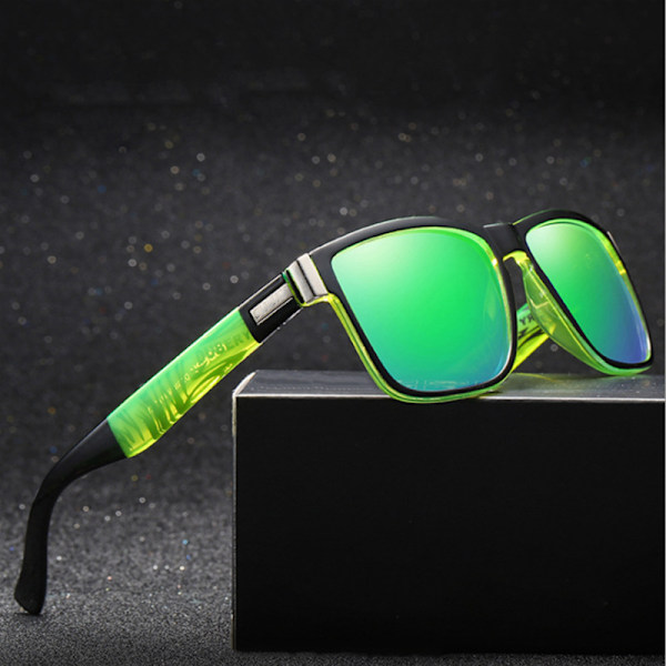 Unisex polariserade solglasögon Vintage solglasögon polariserade Black and green flakes