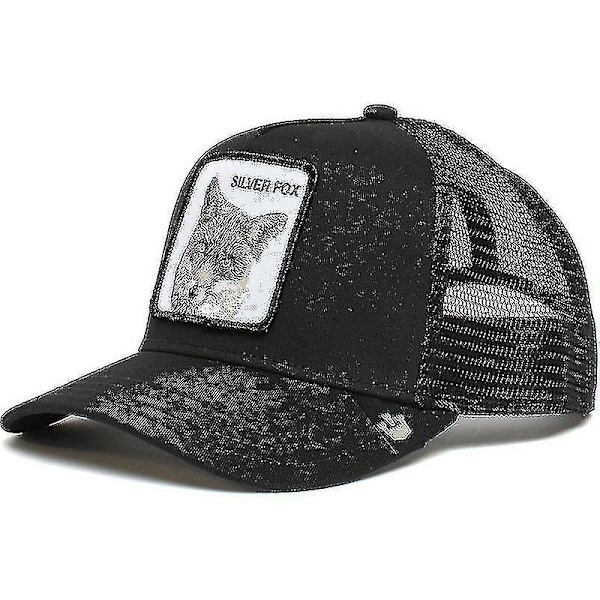 Aikuisten musta Panther Mesh -lippis Kesä Baseball -lippis Trucker -lippis W-WELLNG Silver Fox - Black