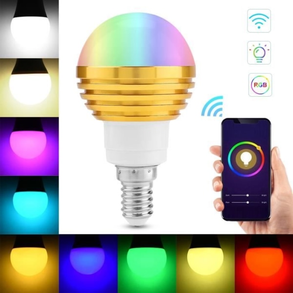 HURRISE WiFi-lyspære LED-lyspære Telefonkontroll WiFi Smart-lampe RGB+CW AC85V-265V E14 6W