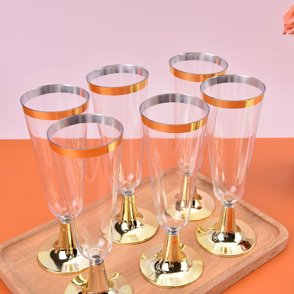 6 st/set 150 ml engångsglas i plast för rött vin Rose Gold