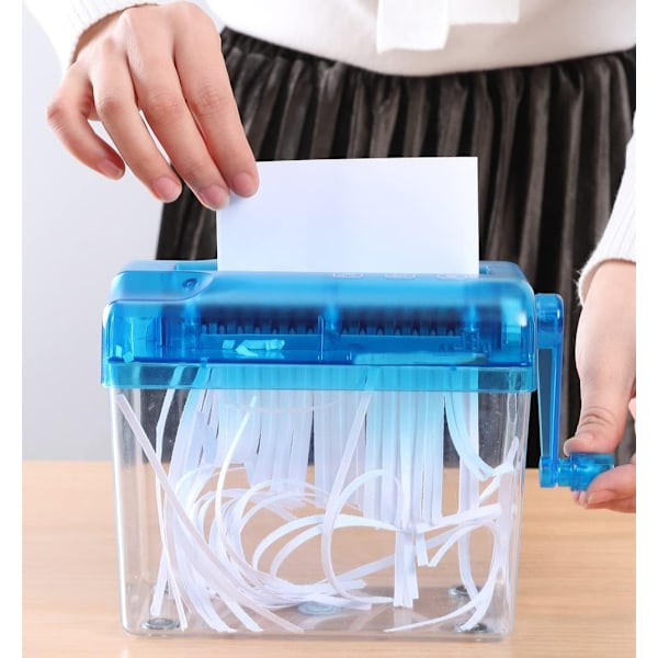 Mini Manuel Papireshredder Bærbar Håndshredder Til Kontorpapir blue