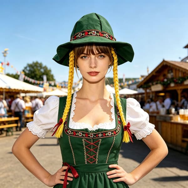 Oktoberfest bayersk flettehatt for kvinner, hodeplagg til München ølfestival kostyme Green