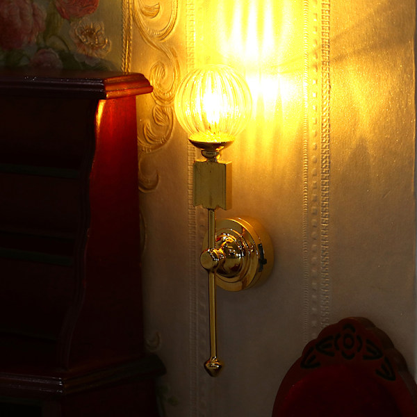 1:12 Dockhus Miniatyrlampa LED Ljus Glas Skärm Vägglampa F
