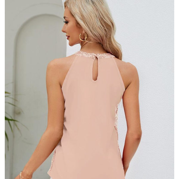 Kvinners Sekvensløs Topp Rosa Pink M