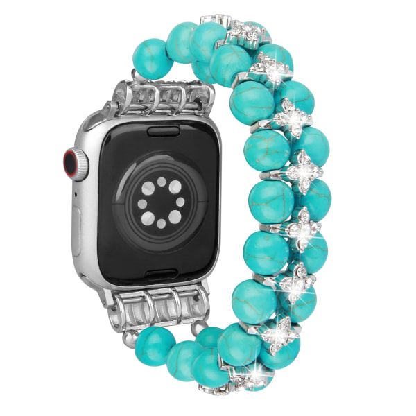 Perlearmbånd Kompatibelt med Apple Watch Band 42/44/45/49mm iWatch Serie 8/7/6/5/4/3/2/1, Kunstig Stretch Bling Diamant Smykkearmbånd,D D