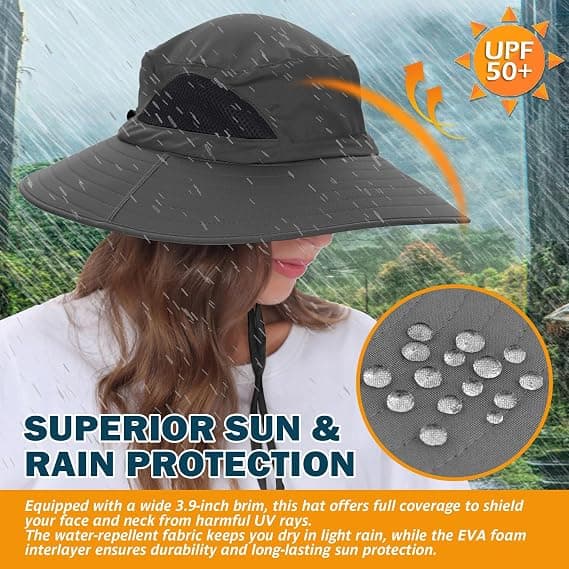 Unisex Solhatt, Vanntett Hatt Sammenleggbar, Mørk Grå Dark Grey