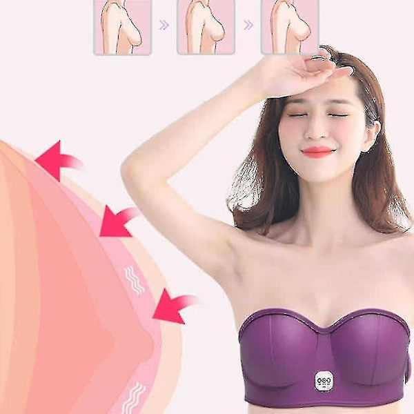 Elektrisk bröstförstoring massager bröstförstärkare booster värme bröst stimulator (Plug in, Lila)