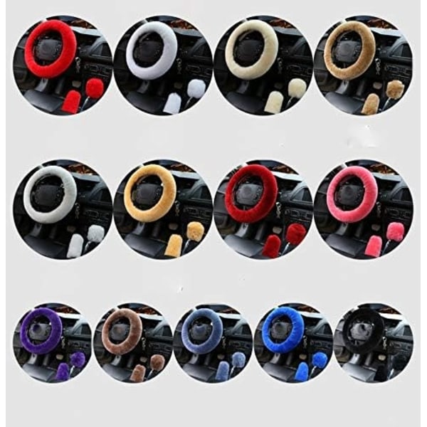Set för kvinnor, vintermode, ull, mjuk päls, fluffig, röd, fluffig handbromsskydd, halkfri - WELLNGS