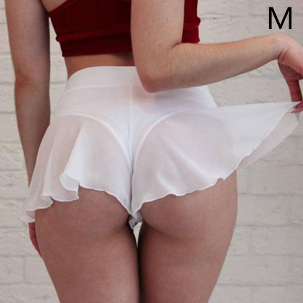 Mote Shorts Kvinner Skjørt Bukser Høy Midje Stangdans Ruffled - Perfekt White&M