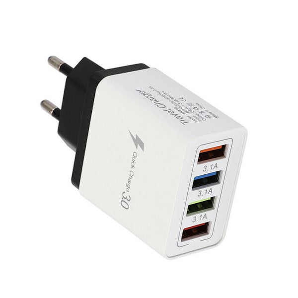4USB-lader 3.1A Flere porter Telefonlader for reise