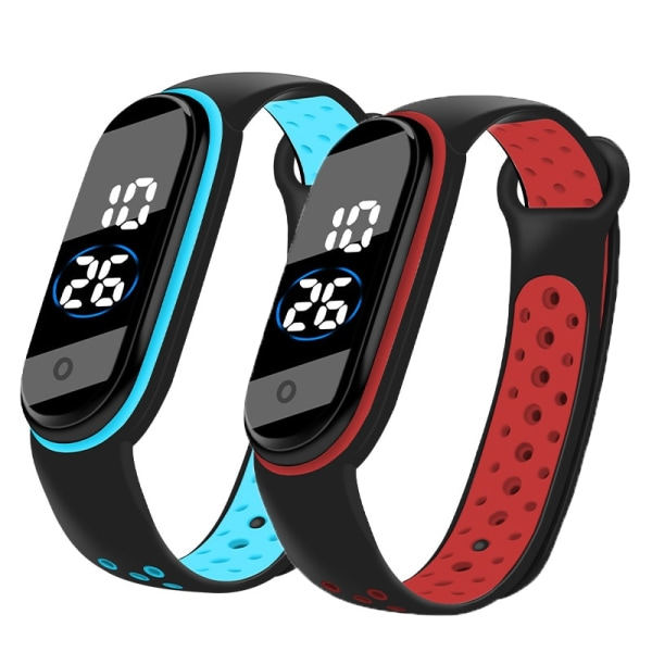 Børneure Drenge Piger Led Ur Mode Rektangulær Skive Blød Silikone Rem Digitale Armbåndsure Kvinder Mænd Unisex Sort Grøn
