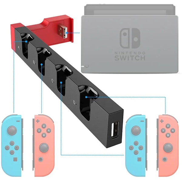 Oplader til Nintendo Switch Joy Con Controller Dock Stand Station Holder Switch NS Joy-Con Game Support Dock til opladning