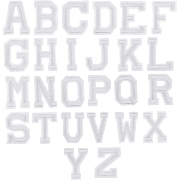 26 white letter iron-on patches or appliqué sew-on patches,