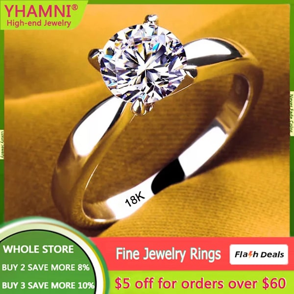 Med referenser ren vit guld färg äkta tibetanskt silver ring bröllop 2ct zirkon bröllop förlovningsband allergifria smycken fyra klor R128 Four Claws R128 8
