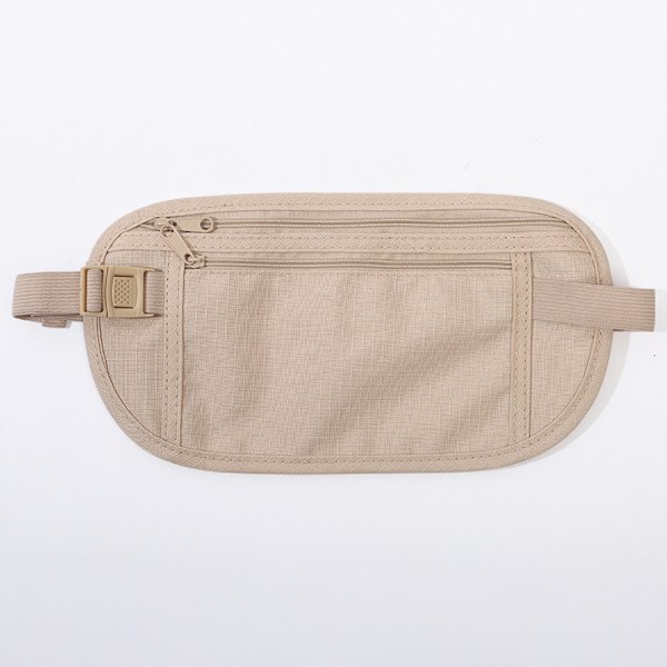 Unisex plånbok ultratunn rese sport midjeväska, osynlig midjeväska, plats för passhållare, mobiltelefon, kontanter (beige en) Beige