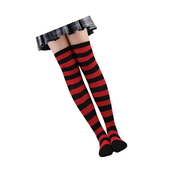 1/2/3/5 Raidallinen Sukat Mukavat Reiden Korkeat Sukat Puku Musta Punainen 50cm Black Red 50cm Set