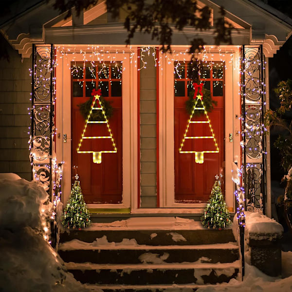 Julepynt Lys, LED Juletrappe Lys 2ft, 8 Tilstande & Timer Batteridrevne Julelys
