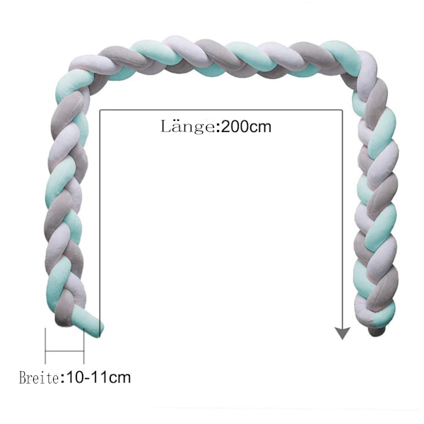 200cm Sengeslange Seng flettet Knudet pude Baby seng Sengbetræk