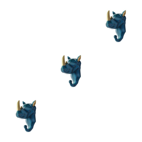 1/2/3/5 Kestävä ja vahva eläinpään avaimenkoukku yksinkertaiseen retro-siniseen (norsu) Retro blue (rhino) 3 Sets