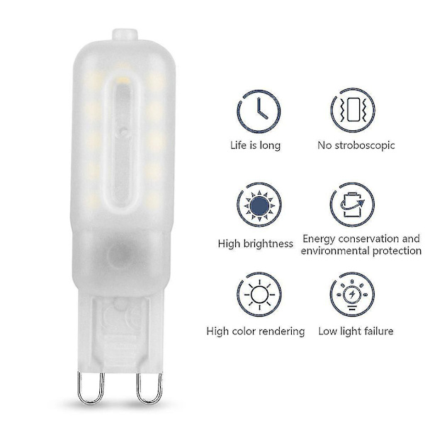 10 st G9 LED-lampa 5W kallvit 6000k 220V Ersätter halogenlampor Ej dimbar-A