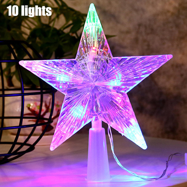LED-lampa med femuddig stjärna i julgran för juldekoration 10 lampor 10 lights S