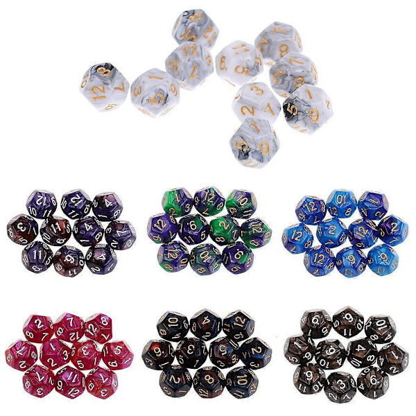 10 stk. 12-sidet terning D12 Polyhedral terning til terning hvid{h} White Gray