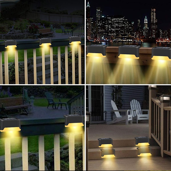 4-pack solcellslampor för utomhusbruk, vattentäta LED-solcellslampor för trappor, staket, trädgårdar, uteplatser och gångar