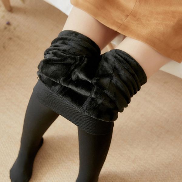 1/2 Mode Kvinders Fleeceforet Strømpebukser Termiske Strømpebukser Yderbeklædning Sort 300g Med fødder Black 300g With feet 1 Pc
