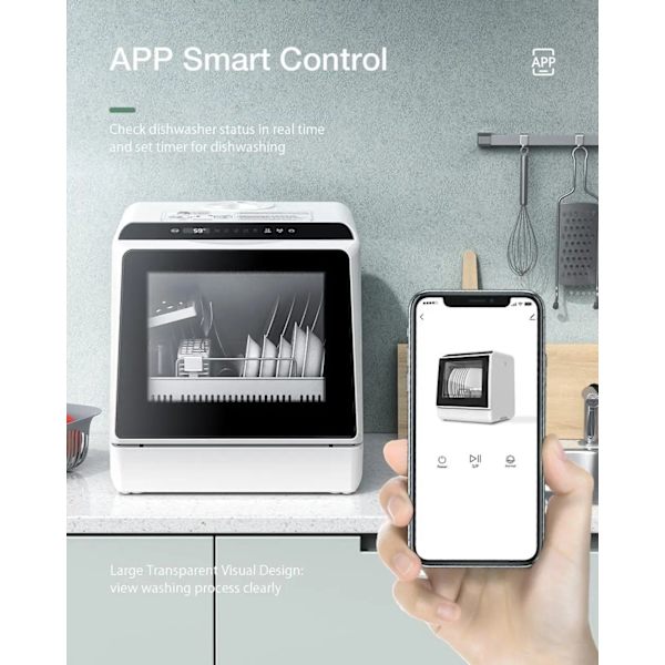 BlitzHome APP Mini Dubbel vatteninlopp diskmaskin Bordsdiskmaskin White White