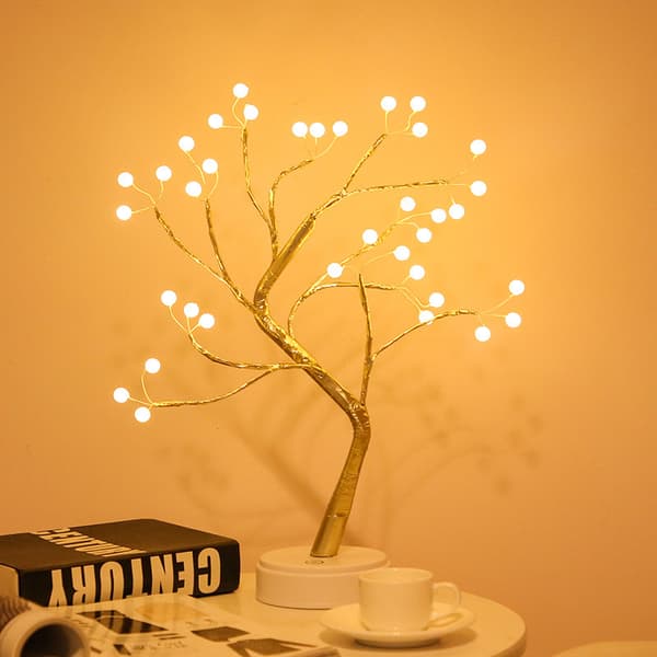 Trädformat LED-nattlampa (Batteri + USB-driven)，36 lampor 36 lights